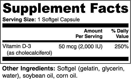 Vitamin D3 2,000 IU - Softgels